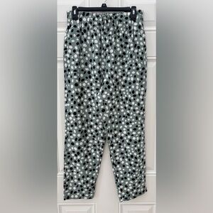 Ann Taylor Women's S Green, Black & White Polka Dot Elastic Waist Ankle Pants